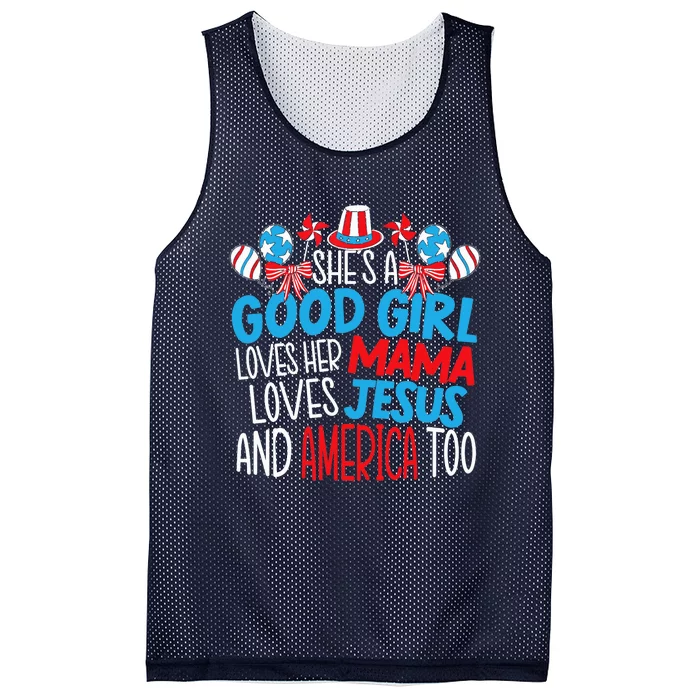 A Good Girl Who Loves America 4th Of July USA Patriotic Mesh Reversible Basketball Jersey Tank