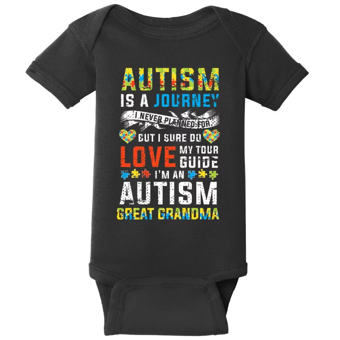 Autism Grandma Great Grandma Journey Quote Autism Awareness Baby Bodysuit