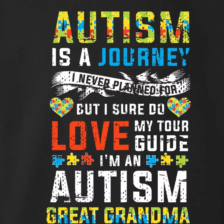 Autism Grandma Great Grandma Journey Quote Autism Awareness Toddler Hoodie