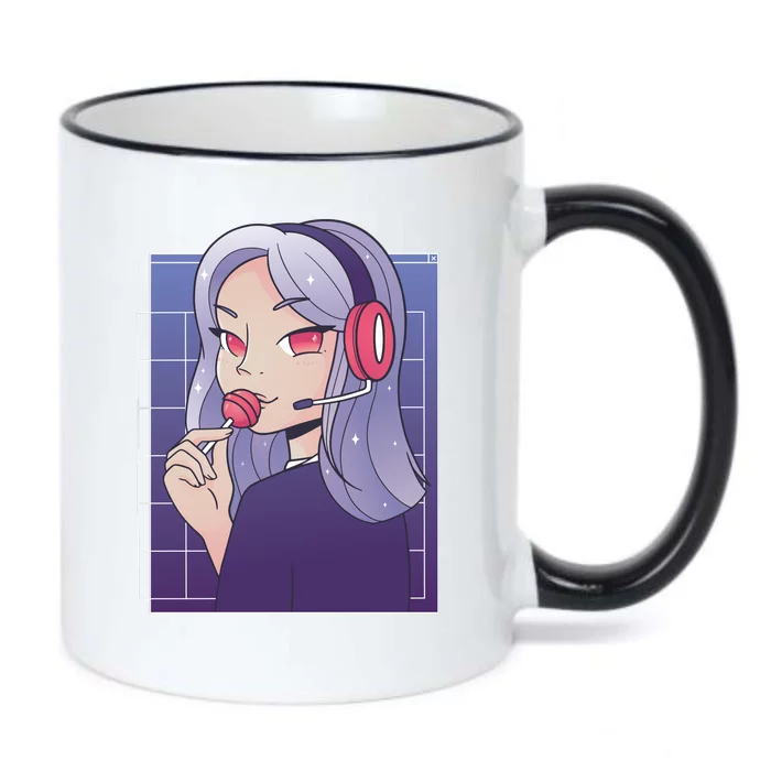 Anime Gamer Girl Lollipop Cute Black Color Changing Mug