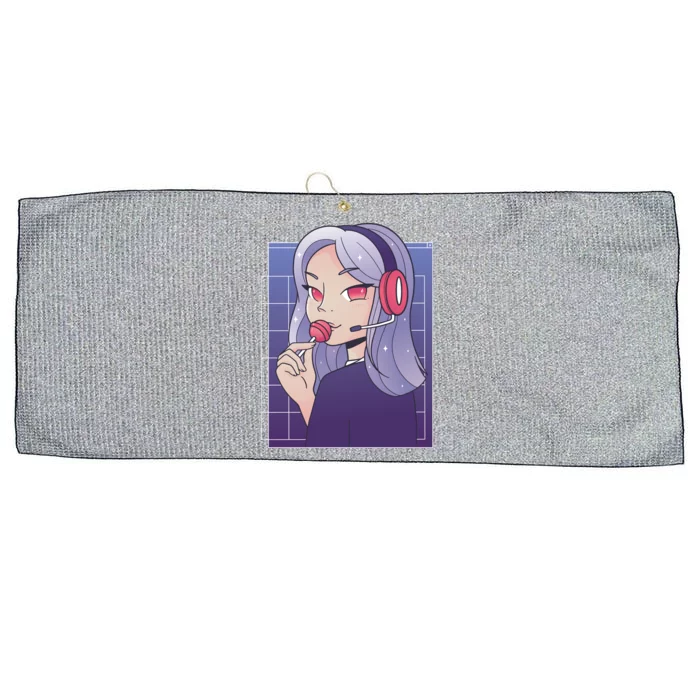 Anime Gamer Girl Lollipop Cute Large Microfiber Waffle Golf Towel