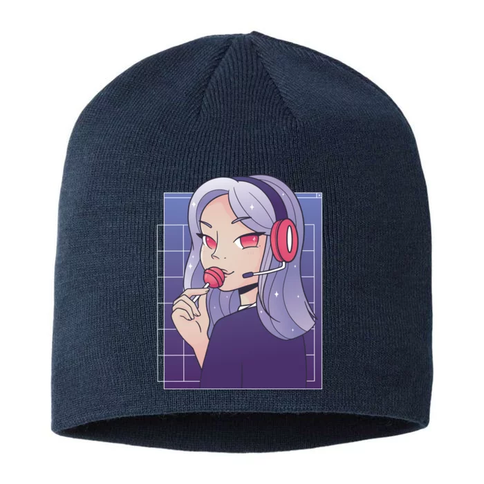 Anime Gamer Girl Lollipop Cute 8 1/2in Sustainable Knit Beanie