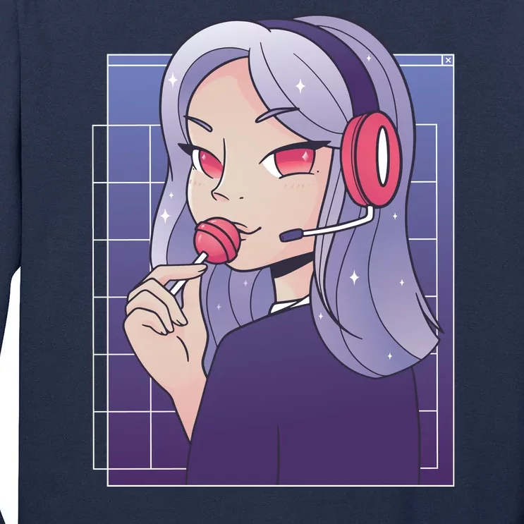 Anime Gamer Girl Lollipop Cute Tall Long Sleeve T-Shirt