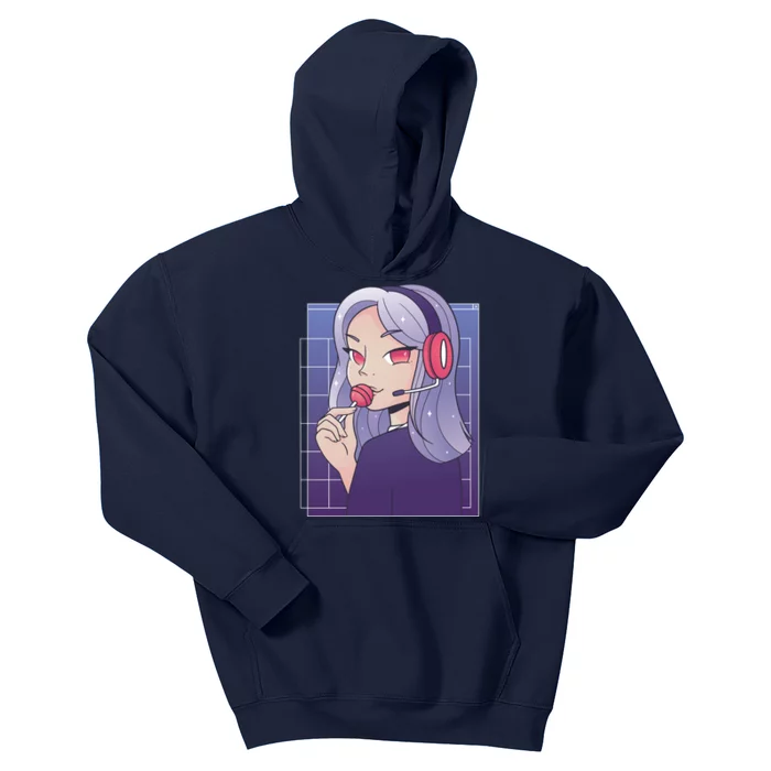 Anime Gamer Girl Lollipop Cute Kids Hoodie