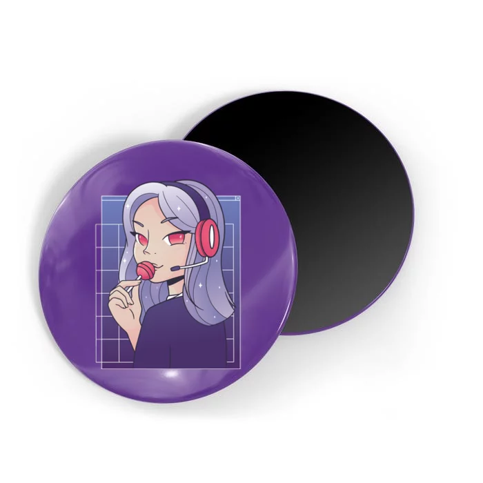 Anime Gamer Girl Lollipop Cute Magnet