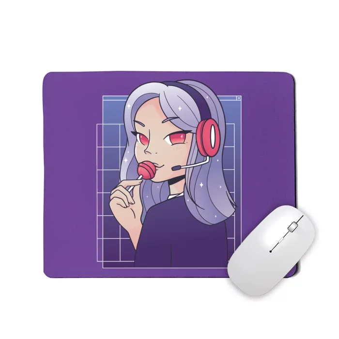 Anime Gamer Girl Lollipop Cute Mousepad