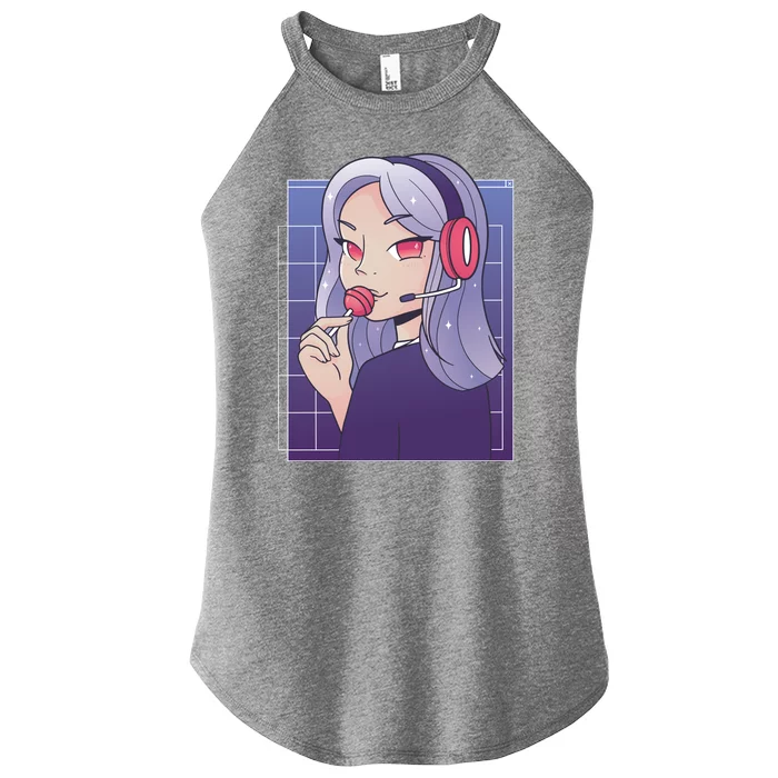 Anime Gamer Girl Lollipop Cute Women’s Perfect Tri Rocker Tank