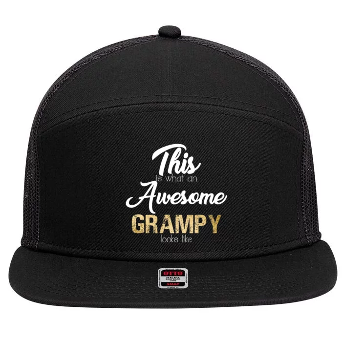 Awesome Grampy Gift Grandfather From Granddaughter Grandson 7 Panel Mesh Trucker Snapback Hat