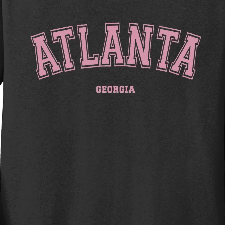 Atlanta Georgia Ga Varsity Style On Atlanta Kids Long Sleeve Shirt