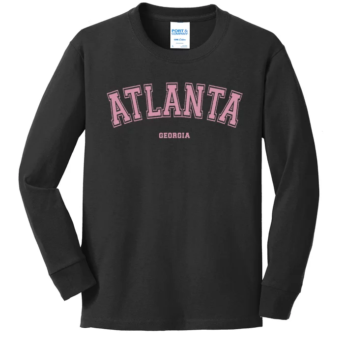 Atlanta Georgia Ga Varsity Style On Atlanta Kids Long Sleeve Shirt