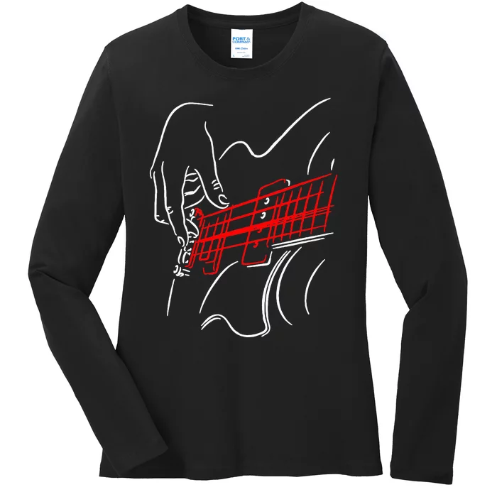 Acoustic Guitar Guitarist Bass Player Musician Gift Ladies Long Sleeve Shirt