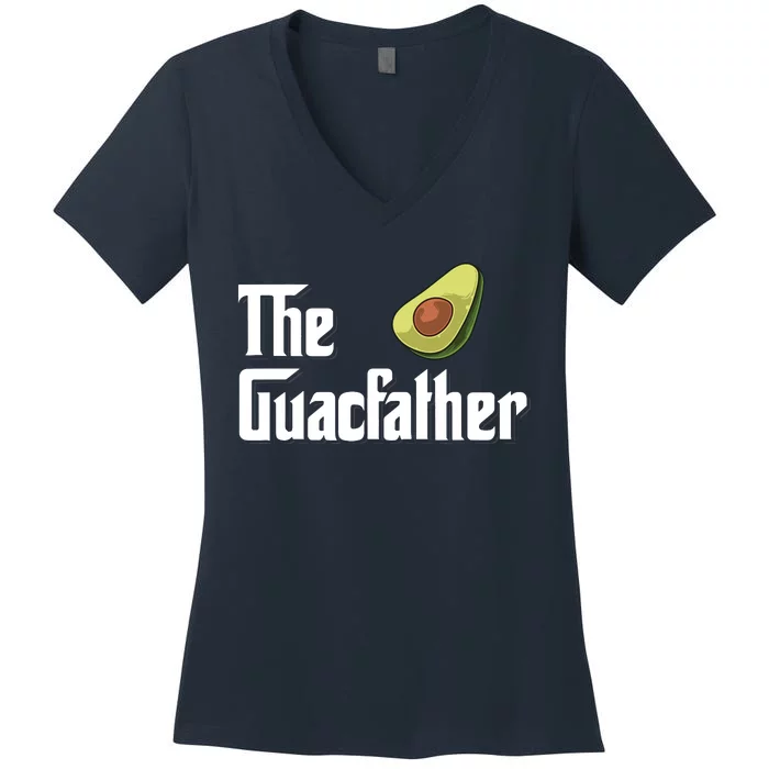 Avocado Guacamole Gift The Guacfather Women's V-Neck T-Shirt