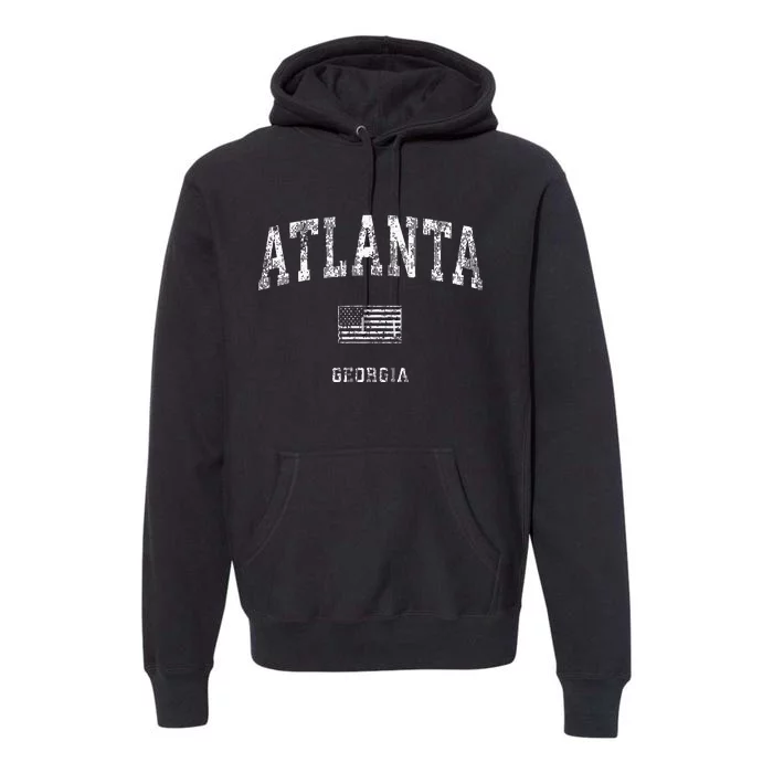 Atlanta Georgia Ga Vintage American Flag Premium Hoodie