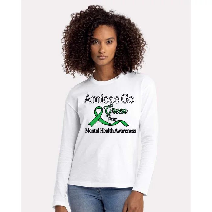 Amicae Go Green For Mental Health Womens Cotton Relaxed Long Sleeve T-Shirt