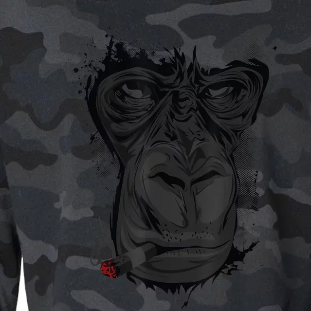 Angry Gorilla Graphic Ape Cigar Smoking Monkey Cropped Pullover Crew