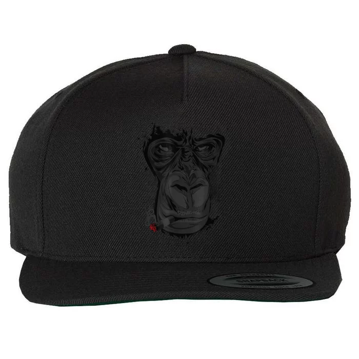 Angry Gorilla Graphic Ape Cigar Smoking Monkey Wool Snapback Cap