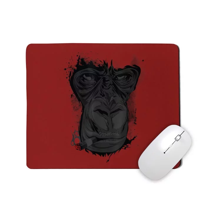 Angry Gorilla Graphic Ape Cigar Smoking Monkey Mousepad