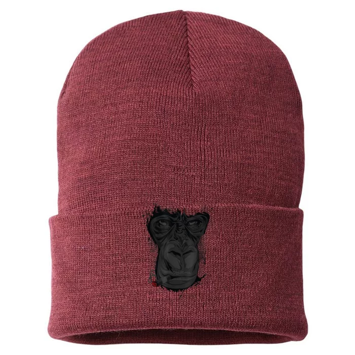 Angry Gorilla Graphic Ape Cigar Smoking Monkey Sustainable Knit Beanie