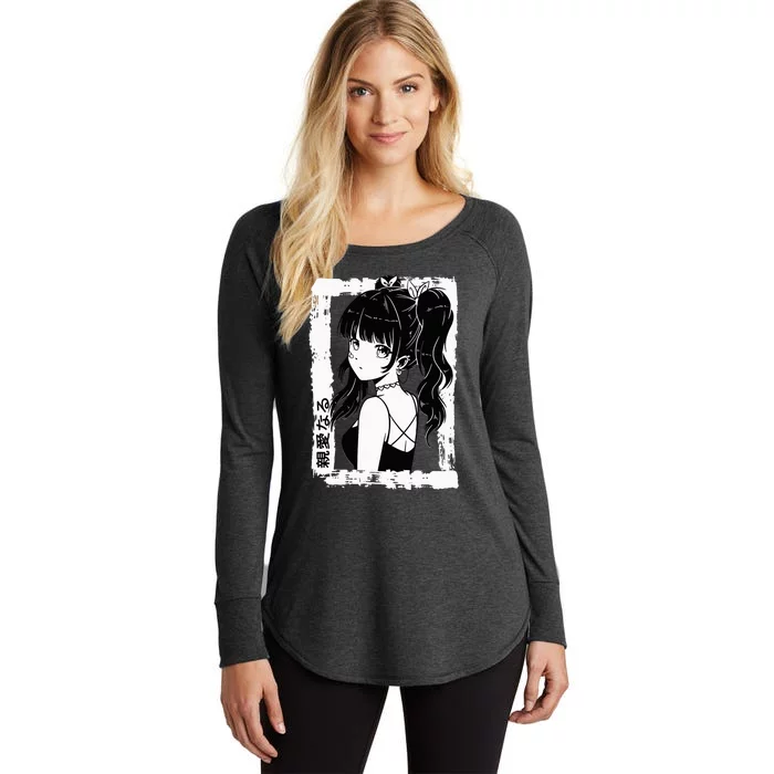 Anime Goth Girl Otaku Japanese Aesthetic Vaporwave Women's Perfect Tri Tunic Long Sleeve Shirt