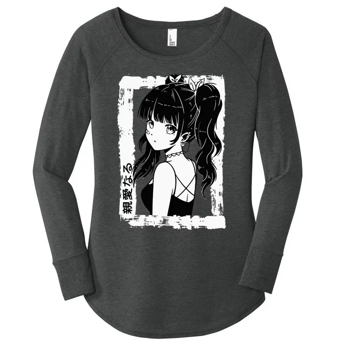 Anime Goth Girl Otaku Japanese Aesthetic Vaporwave Women's Perfect Tri Tunic Long Sleeve Shirt