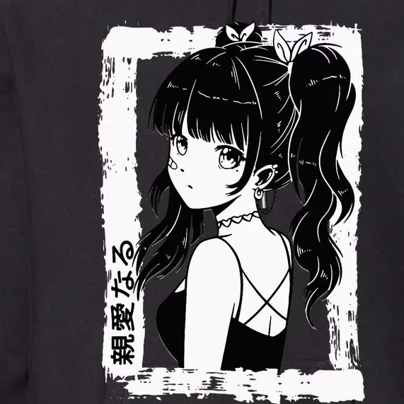 Anime Goth Girl Otaku Japanese Aesthetic Vaporwave Premium Hoodie