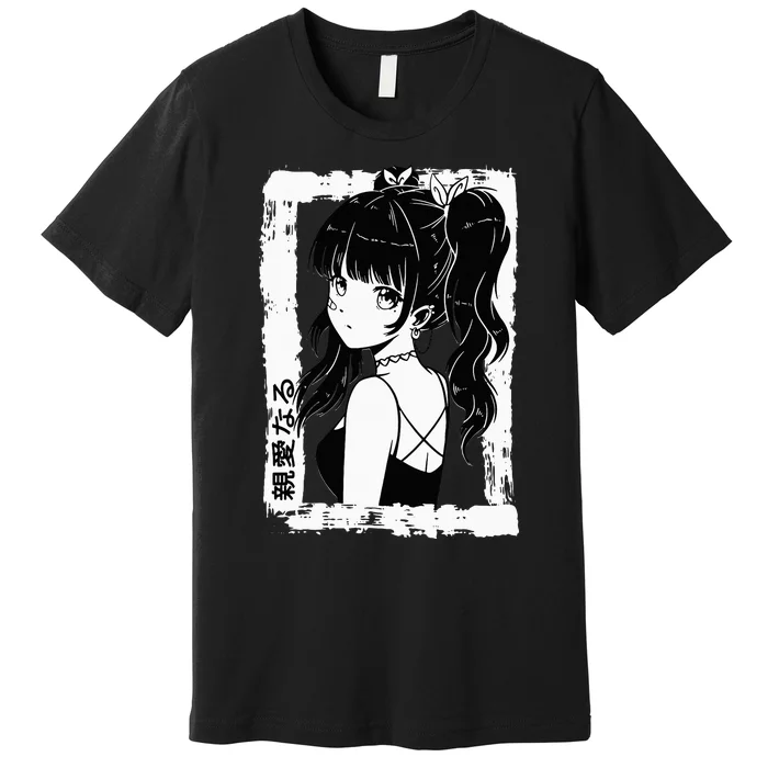 Anime Goth Girl Otaku Japanese Aesthetic Vaporwave Premium T-Shirt