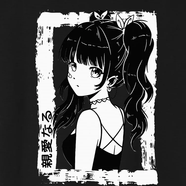 Anime Goth Girl Otaku Japanese Aesthetic Vaporwave Women's Crop Top Tee