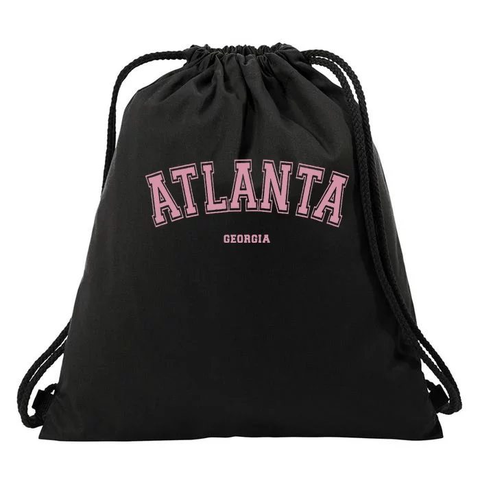 Atlanta Georgia Ga Varsity Style On Atlanta Drawstring Bag