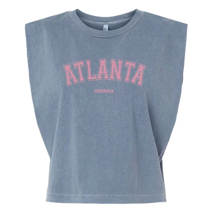 Atlanta Georgia Ga Varsity Style On Atlanta Garment-Dyed Women's Muscle Tee