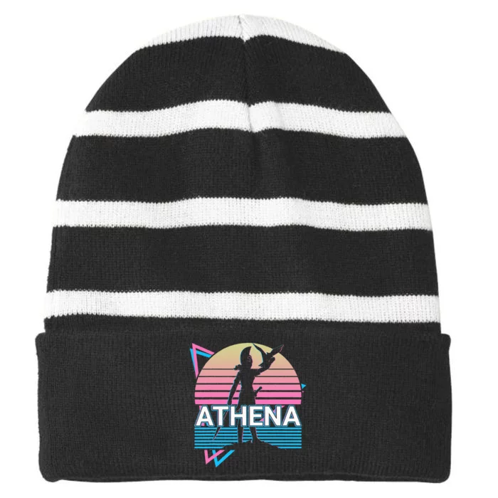 Athena Greek Goddess Of Wisdom And War Striped Beanie with Solid Band