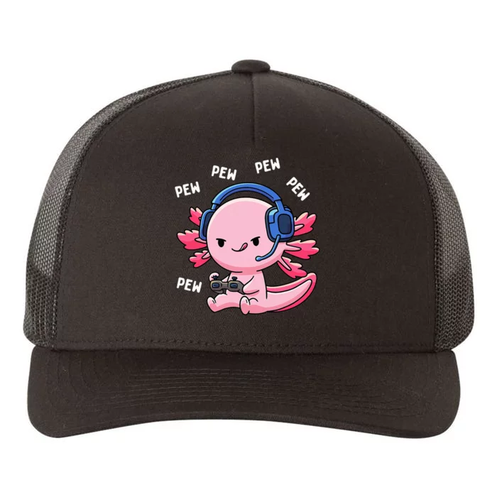 Axolotl Gaming Girl Anime Video Game Pew Gamer Yupoong Adult 5-Panel Trucker Hat