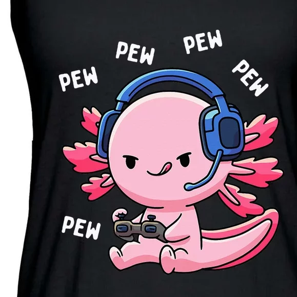 Axolotl Gaming Girl Anime Video Game Pew Gamer Ladies Essential Flowy Tank