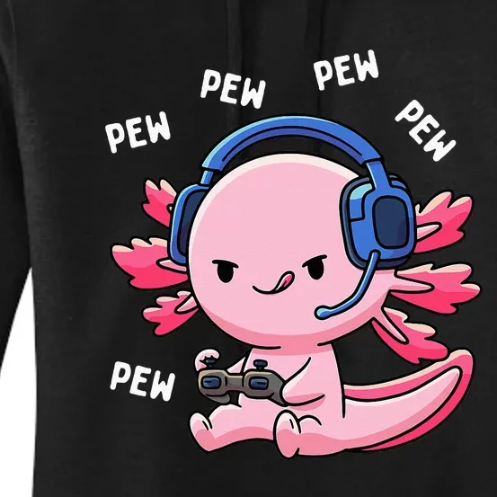 Axolotl Gaming Girl Anime Video Game Pew Gamer Women's Pullover Hoodie