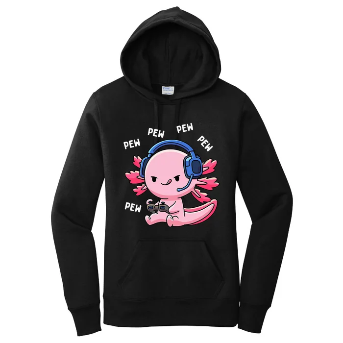 Axolotl Gaming Girl Anime Video Game Pew Gamer Women's Pullover Hoodie