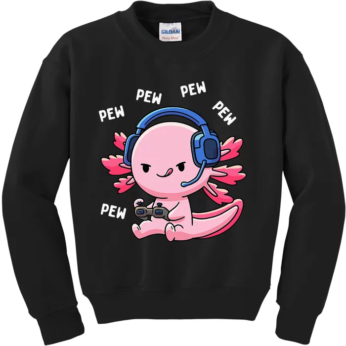 Axolotl Gaming Girl Anime Video Game Pew Gamer Kids Sweatshirt