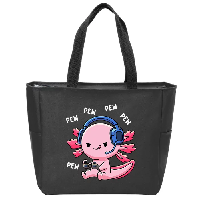 Axolotl Gaming Girl Anime Video Game Pew Gamer Zip Tote Bag