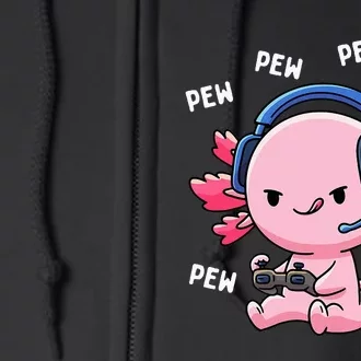 Axolotl Gaming Girl Anime Video Game Pew Gamer Full Zip Hoodie