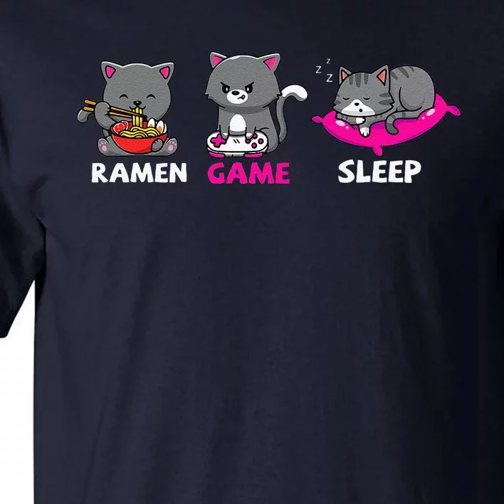 Anime Gamer Gaming Video Games Cat Ramen Noodles Kawaii Tall T-Shirt