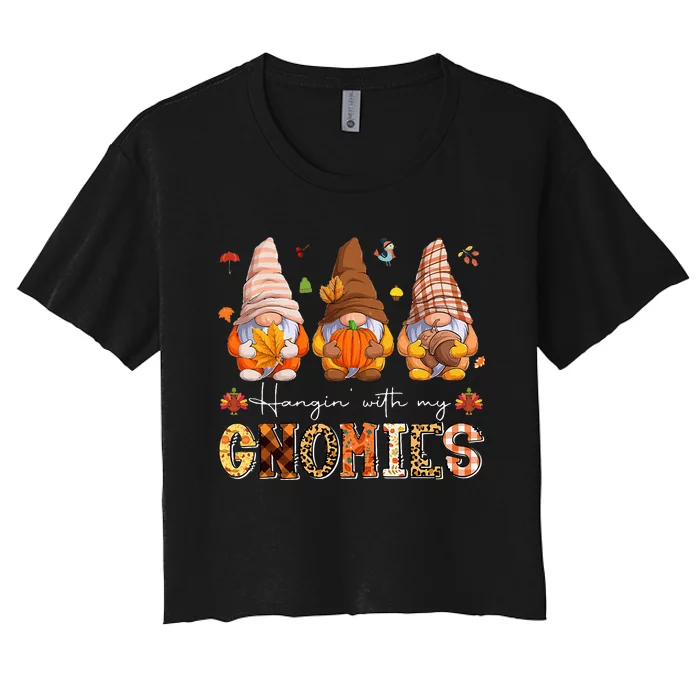 Autumn Gnome Gathering Embrace the Fall Vibes Women's Crop Top Tee