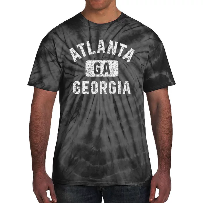 Atlanta GA Georgia Gym Style Distressed White Print Tie-Dye T-Shirt