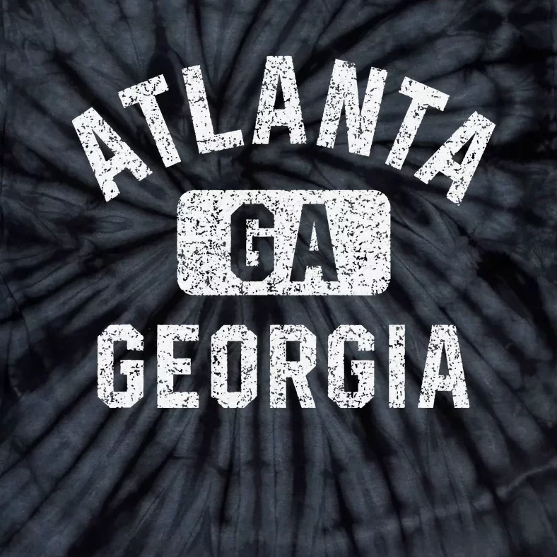 Atlanta GA Georgia Gym Style Distressed White Print Tie-Dye T-Shirt