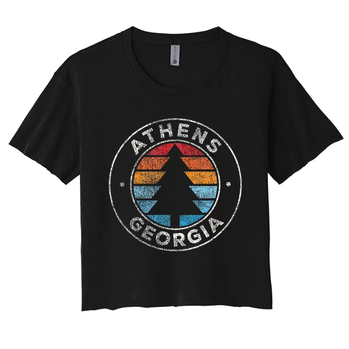 Athens Georgia Ga Vintage 70s Women's Crop Top Tee