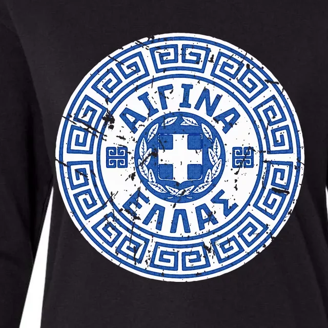 Aegina Greece Greek Coat Of Arms Womens Cotton Relaxed Long Sleeve T-Shirt