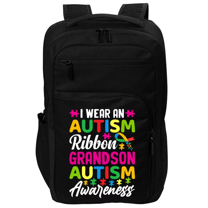 Autism Grandson Gift From Grandfather Autism Grandson Gift From Grandmother Impact Tech Backpack