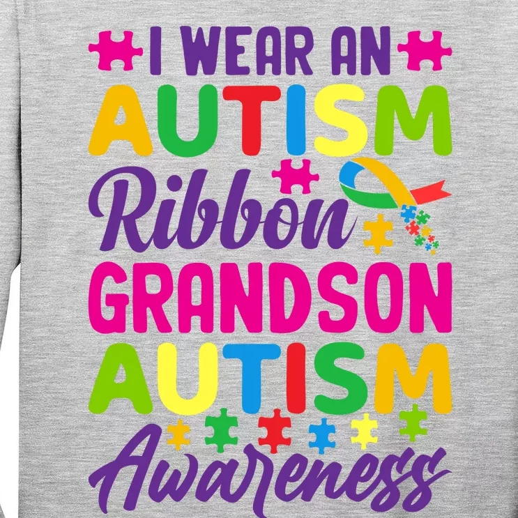 Autism Grandson Gift From Grandfather Autism Grandson Gift From Grandmother Tall Long Sleeve T-Shirt