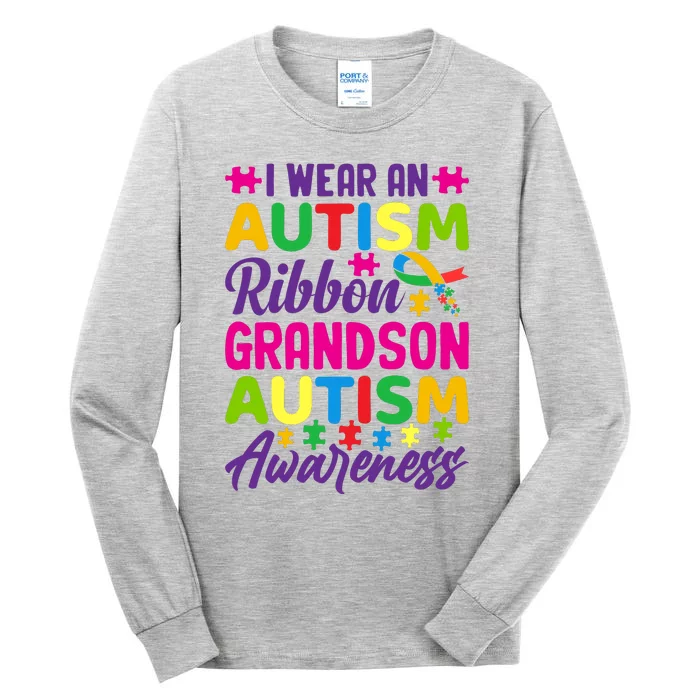 Autism Grandson Gift From Grandfather Autism Grandson Gift From Grandmother Tall Long Sleeve T-Shirt