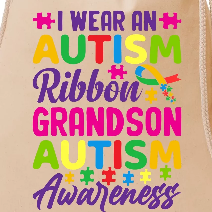 Autism Grandson Gift From Grandfather Autism Grandson Gift From Grandmother Drawstring Bag