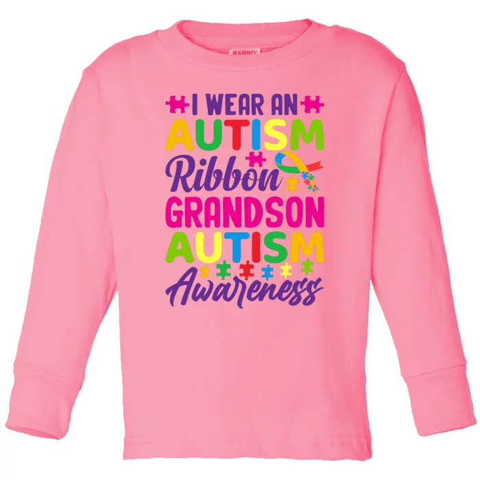 Autism Grandson Gift From Grandfather Autism Grandson Gift From Grandmother Toddler Long Sleeve Shirt