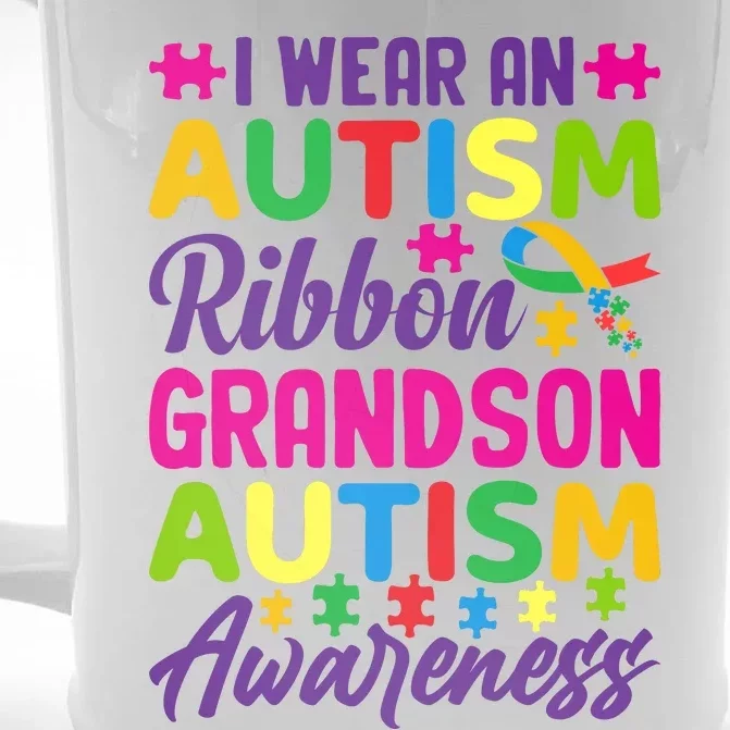 Autism Grandson Gift From Grandfather Autism Grandson Gift From Grandmother Front & Back Beer Stein