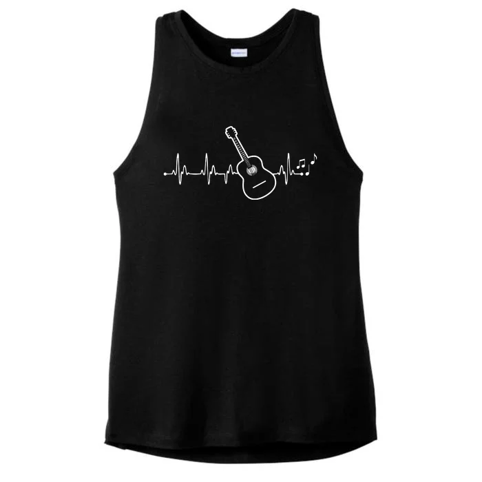 Acoustic Guitar Heartbeat Clothing Heartbeat Guitar Player Ladies Tri-Blend Wicking Tank